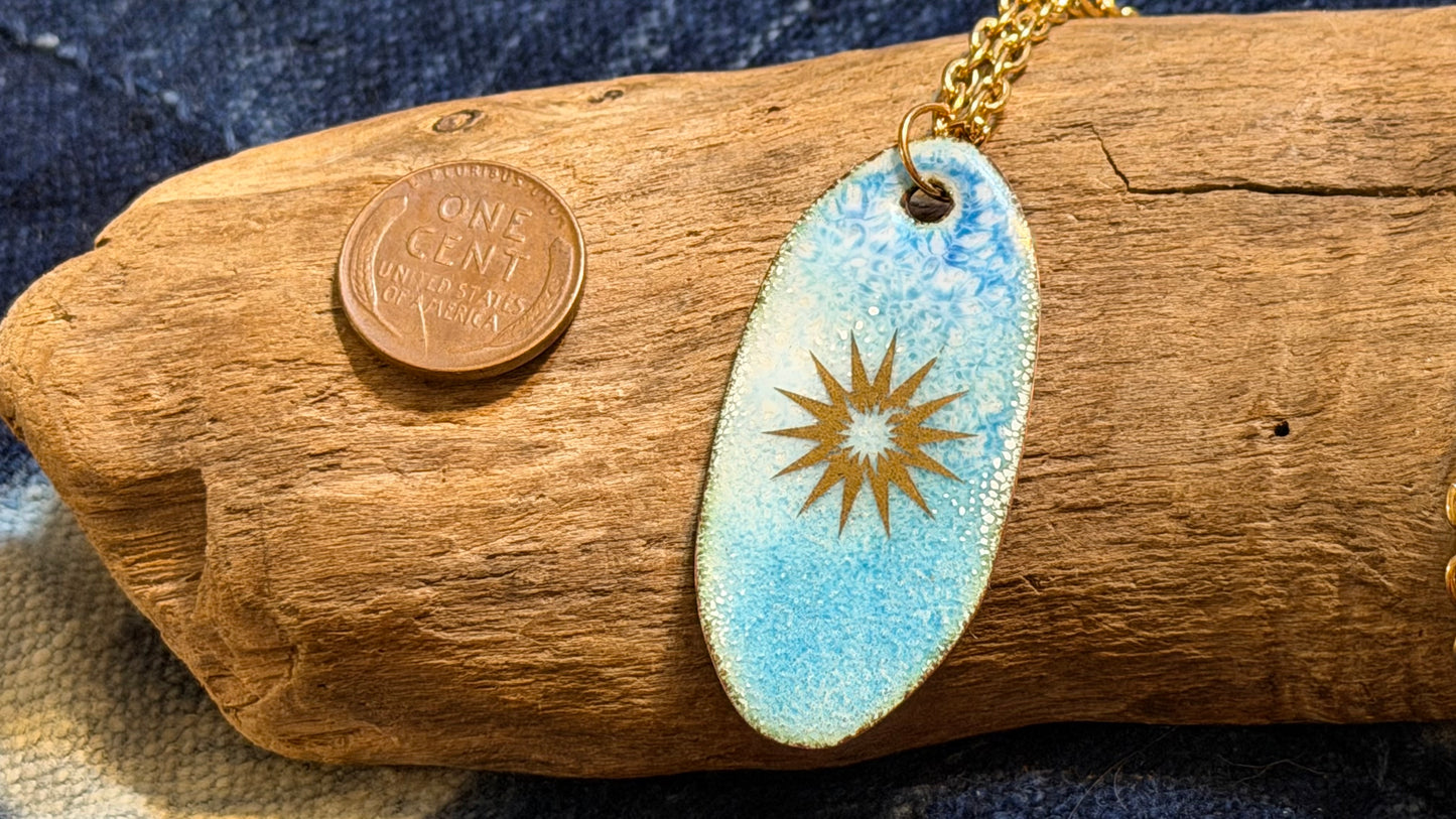 Winter Blizzard Snowflake Enamel Necklace by Andrew Thornton