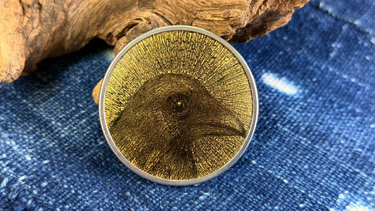 24K Gold Sgraffito Enamel Pin / Brooch by Andrew Thornton