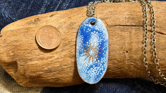 Winter Blizzard Snowflake Enamel Necklace by Andrew Thornton
