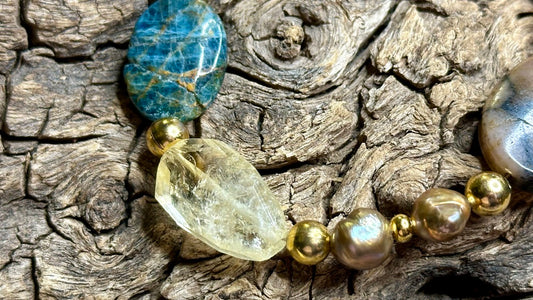 Apatite, Chalcedony, & Citrine Bracelet by William