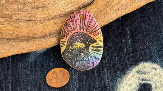 Rainbow Laser-Etched Enamel Pendant by Andrew Thornton