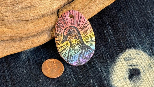 Rainbow Laser-Etched Enamel Pendant by Andrew Thornton