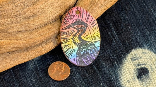 Rainbow Laser-Etched Enamel Pendant by Andrew Thornton