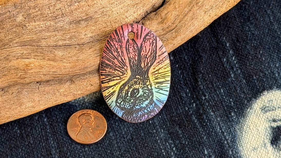 Rainbow Laser-Etched Enamel Pendant by Andrew Thornton