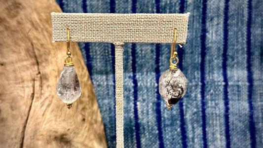 Tourmalinated Quartz Earrings by Andrew Thornton