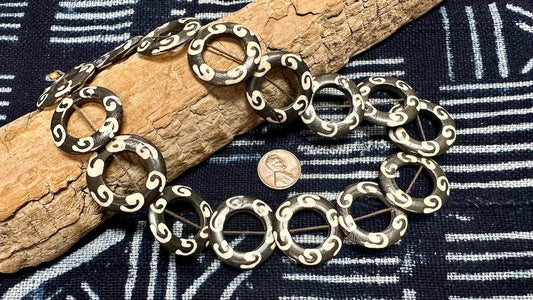 Wood & Bone Bead Strand - Rings - 30mm - 16”