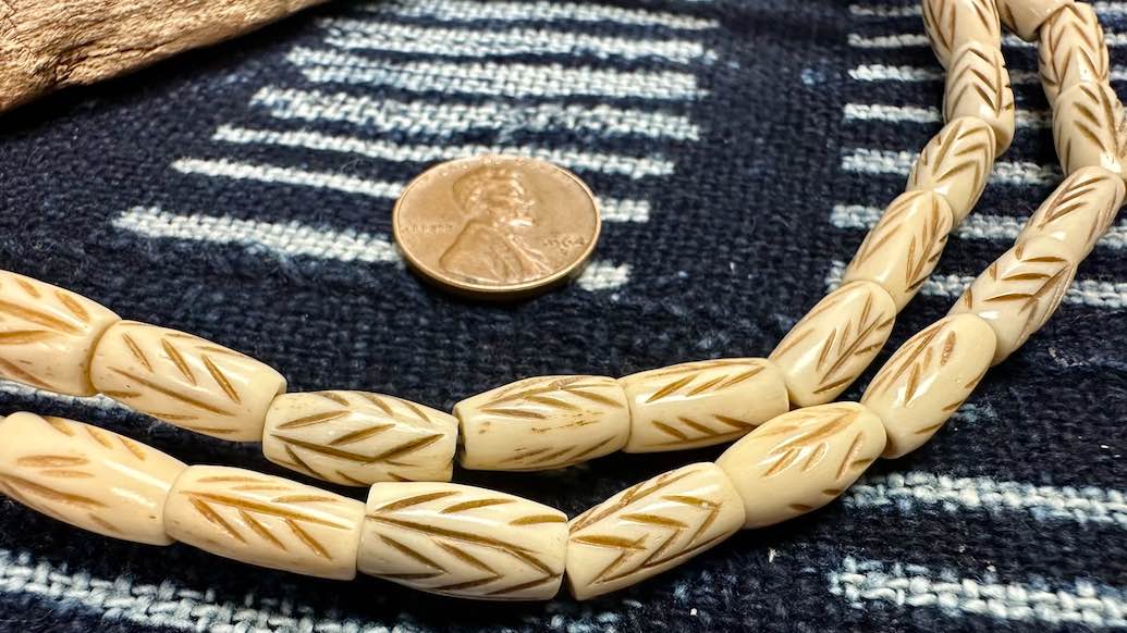 Bone Bead Strand - Barrel - 12mm x 6mm - 30”