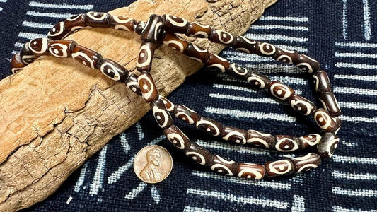 Wood & Bone Bead Strand - Tubes - 12mm x 7mm - 24”