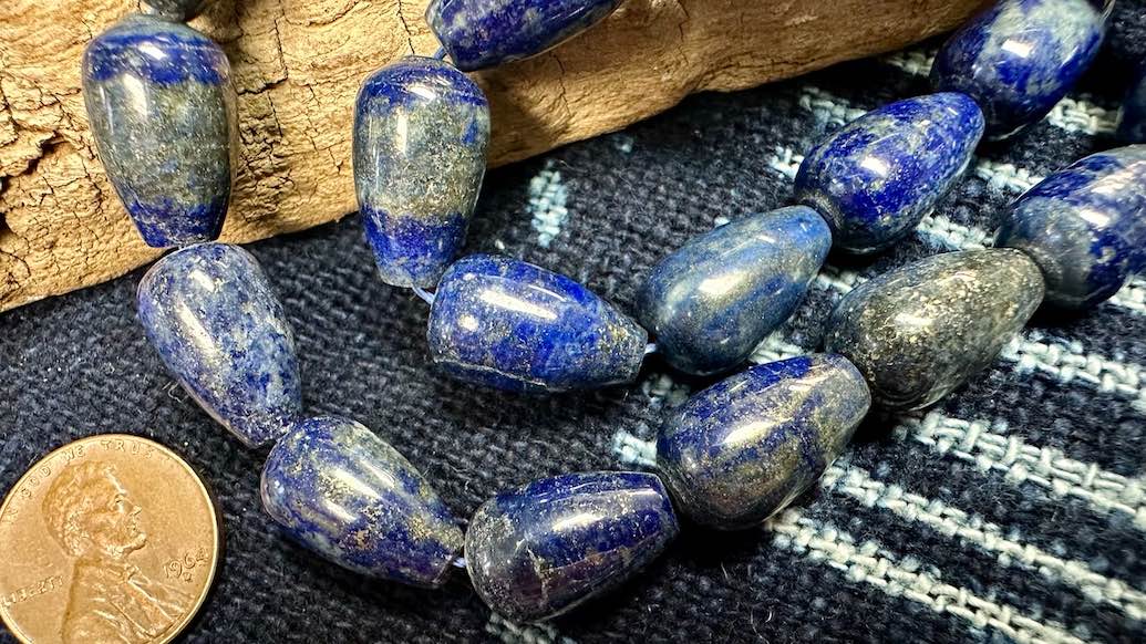 Lapis Lazuli Bead Strand - Smooth Drops - 16mm x 10mm - 15”