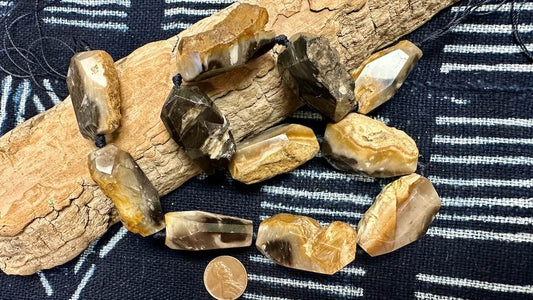 Agate Bead Strand - Faceted Nuggets with Rough Edge - 36mm x 22mm - 17”