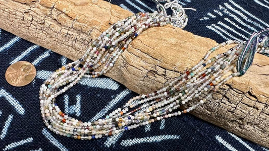 Mixed Gemstones Bead Strand - Micro-Faceted Rounds - 2mm - 13.25”