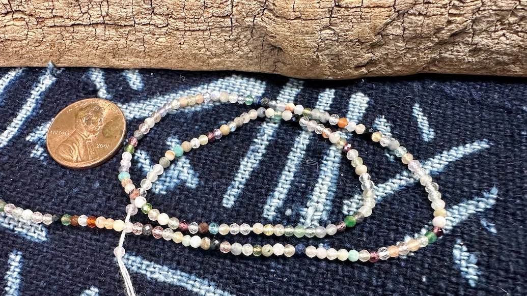 Mixed Gemstones Bead Strand - Micro-Faceted Rounds - 2mm - 13.25”