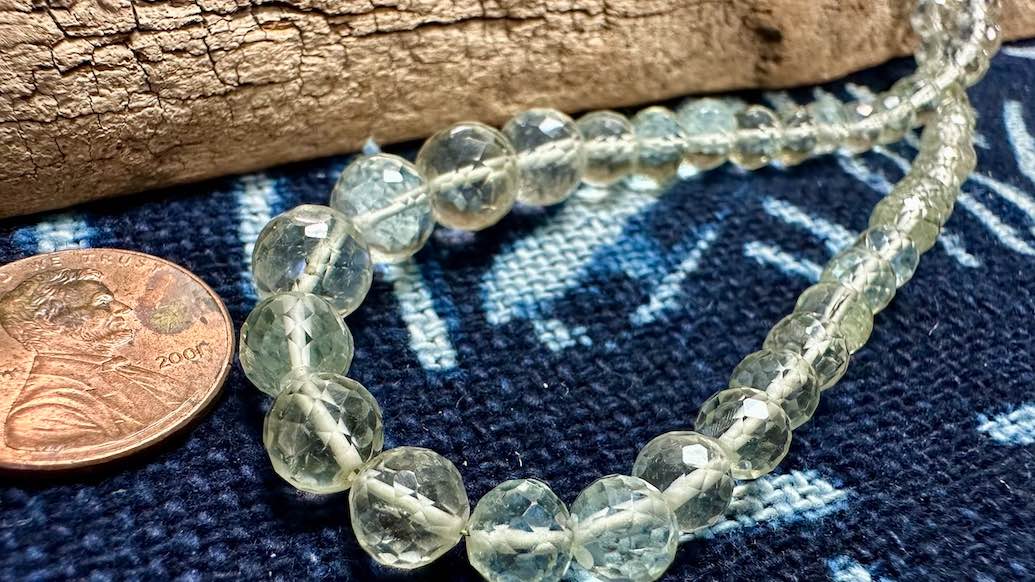 Prasiolite Bead Strand - Graduated Faceted Rounds - 5mm - 9mm - 16”