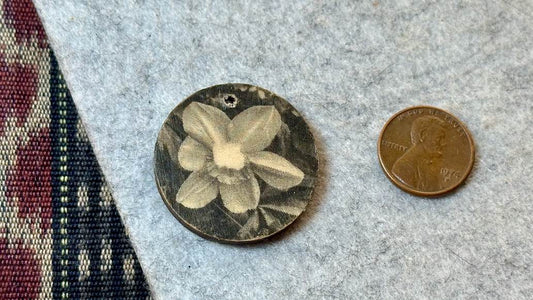 Faux Vintage Floral Wooden Pendant