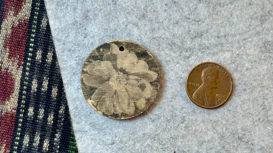 Faux Vintage Floral Wooden Pendant