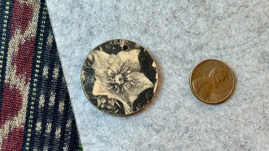 Faux Vintage Floral Wooden Pendant