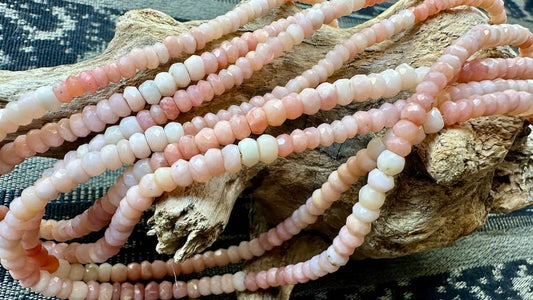 Pink Opal Bead Strand / Necklace - Graduated Faceted Rondelles - 3.5mm - 5.5mm - 16”