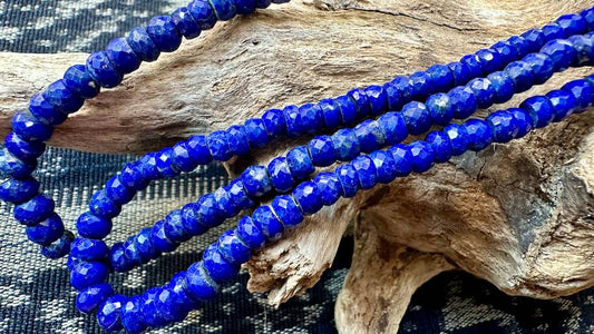 Lapis Lazuli Bead Strand / Necklace - Graduated Faceted Rondelles - 4mm - 6.5mm - 16”