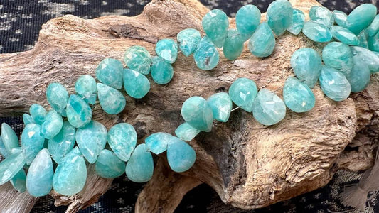 Amazonite Bead Strand - Graduated Faceted Drops - 5.5mm x 11.5mm - 7.5mm x 15mm - 7”