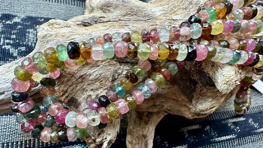 Mixed Tourmaline Bead Strand / Necklace - Faceted Rondelles - 6mm — 16”