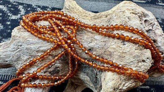 Hessonite Garnet Bead Strand - Micro-Faceted Rounds - 3mm — 12.5”