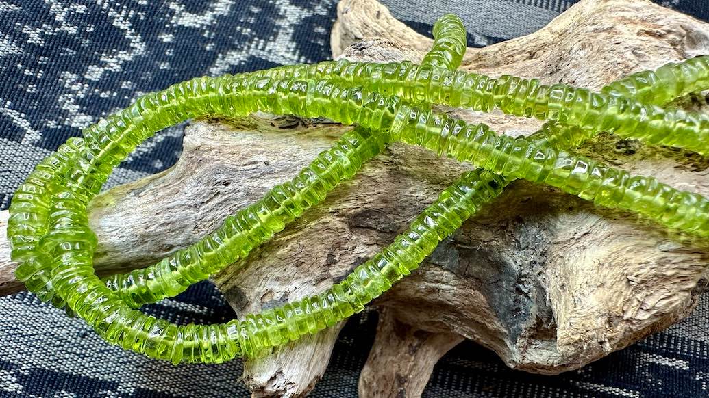 Peridot Bead Strand / Necklace - Graduated Heishi - 4mm - 7mm — 16”