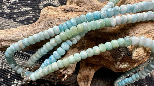 Larimar Bead Strand / Necklace - Faceted Rondelles - 6mm — 16”
