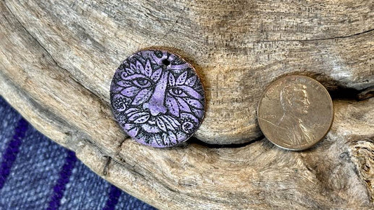 Luster Pendant by Allegory Gallery — Green Man - Phoenician Purple