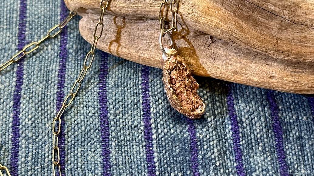 Cast Bronze Pendant Necklace by Allegory Gallery — Cardamom Seed Pod