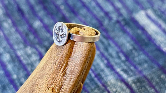 Sterling & Fine Silver Ring by Andrew Thornton - Size 8.75