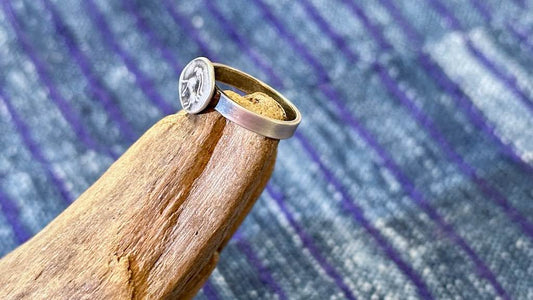 Sterling & Fine Silver Ring by Andrew Thornton - Size 5.5