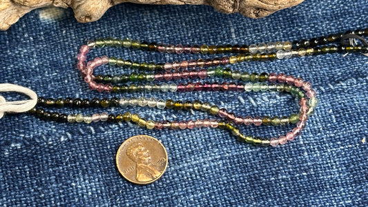 Mixed Tourmaline Bead Strand - Smooth Rounds - 3mm - 13”
