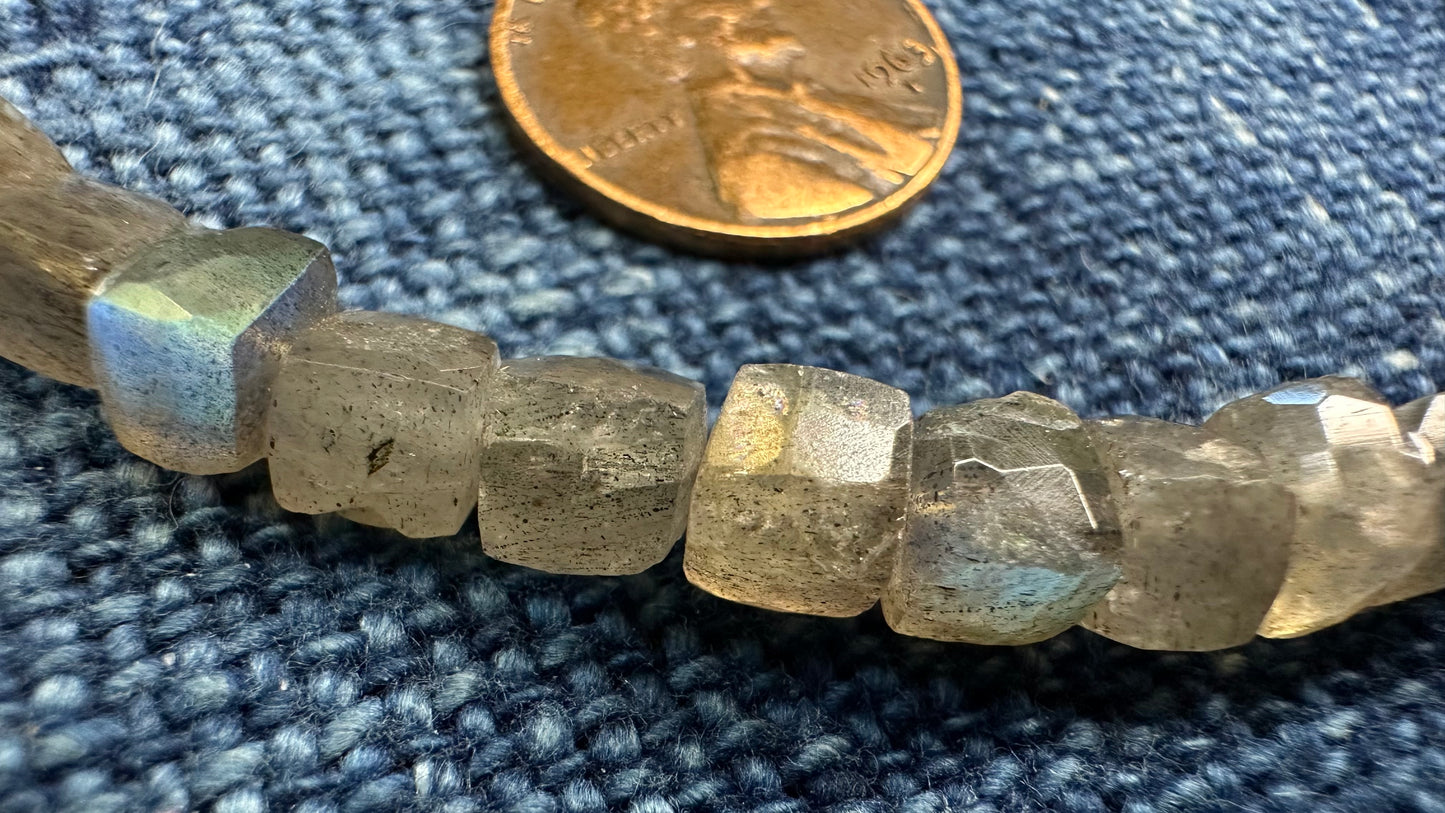 Labradorite Bead Strand - Faceted Cubes - 5mm - 8”