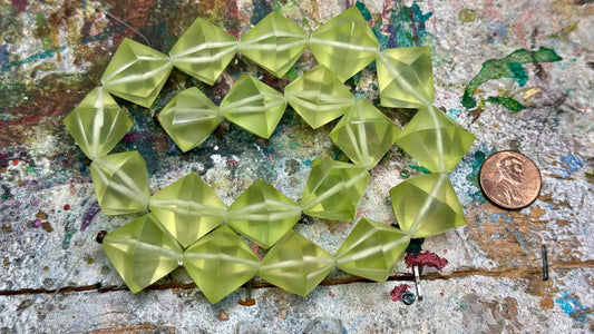 Vintage Lucite Bead Strand - Faceted Bicone - 22mm x 20mm - 16”