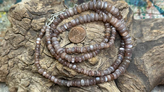 Moonstone Bead Strand / Necklace - Graduated Smooth Rondelles - 4.5mm - 10mm — 16”