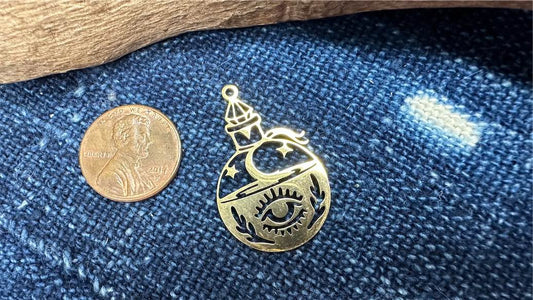 Gold Plated Stainless Steel Charm/Pendant - 32mm x 20mm - Magic Potion