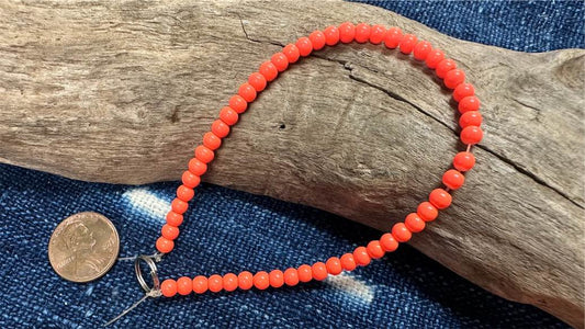 Glass Smooth Round Bead Strand - 4mm - Bright Orange - 8"