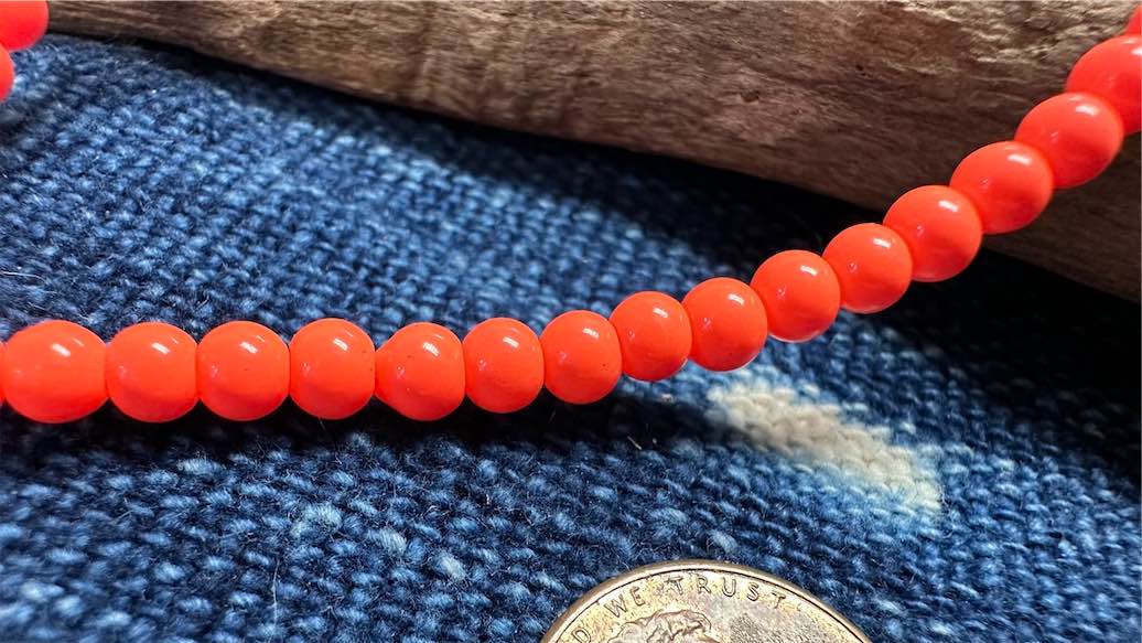 Glass Smooth Round Bead Strand - 4mm - Bright Orange - 8"