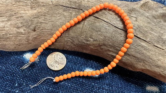Glass Smooth Round Bead Strand - 4mm - Orange - 8"