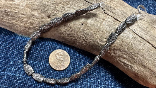 Pewter Bead Strand - 10mm x 6mm - Owls - 8"