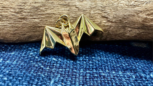 Gold Plated Brass Charm/Pendant - 32mm x 20mm - Origami Bat