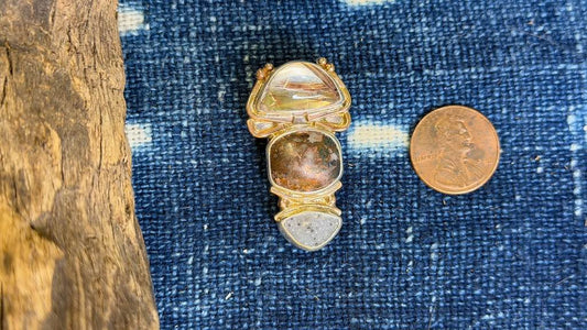 Vintage Sterling Silver & 14k Gold Pendant / Pin