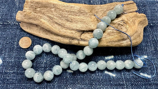 Aquamarine Bead Strand - Smooth Rounds - 14mm - 15”
