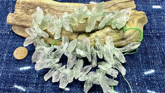 Prasiolite (Green Amethyst) Bead Strand - Rough-Cut Drops - 15mm - 40 mm - 16”