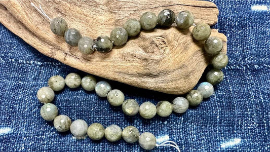 Coated Labradorite Bead Strand - Faceted Rounds - 12mm - 15”