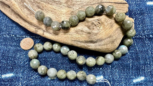 Coated Labradorite Bead Strand - Faceted Rounds - 12mm - 15”