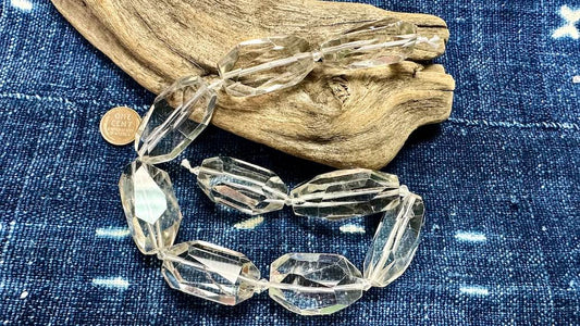 Rock Quartz Nugget Bead Strand - 35mm x 22mm