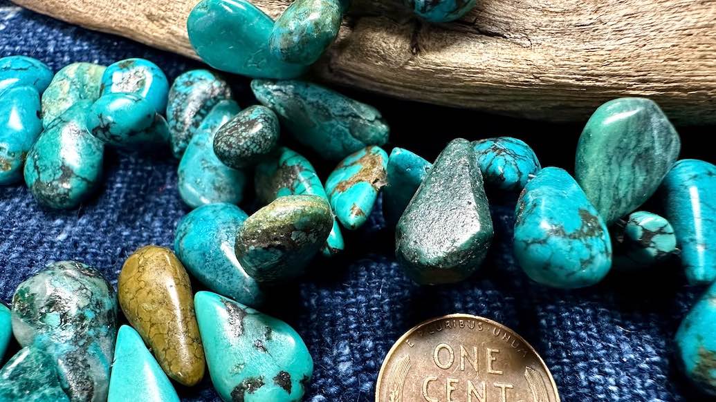 Turquoise Bead Strand - Smooth Drops - 20mm x 10mm - 16”