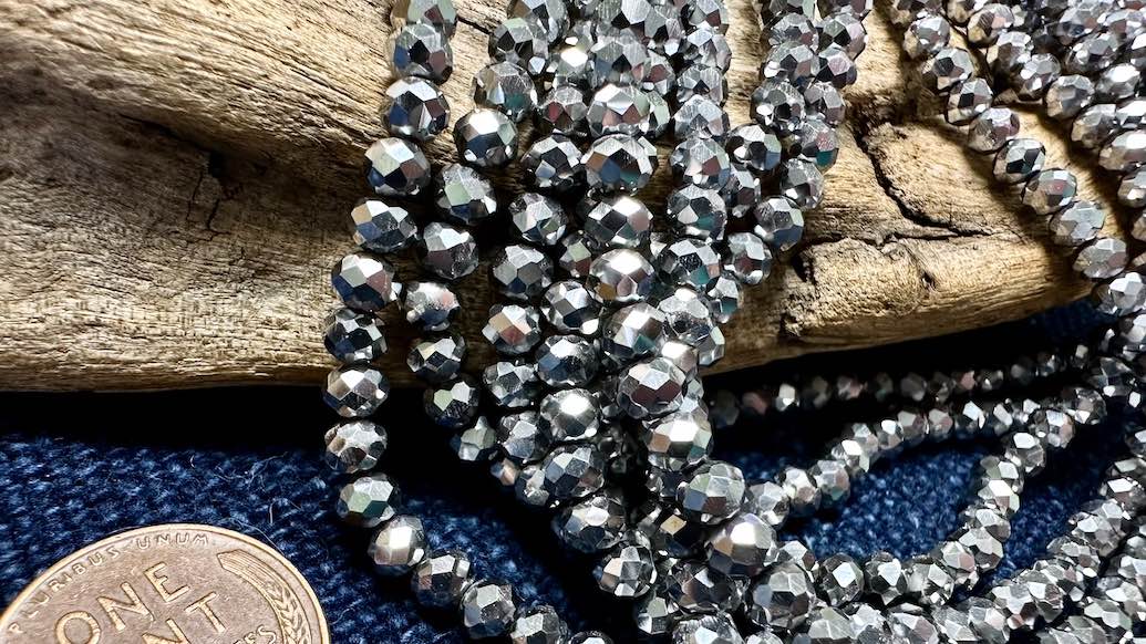 Crystal Bead Strand - Faceted Rondelles - 4mm - 17.5”