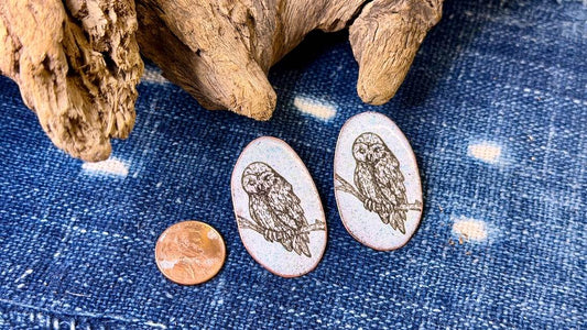 Laser-Etched Enamel Earrings by Andrew Thornton